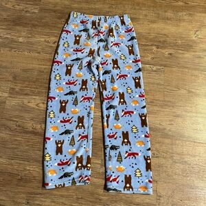 Open Trails youth boys fleece pajama bottoms size 16/18 with wild animal print.